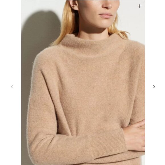 New Vince Boiled Cashmere Funnel Neck Pullover in Carmel - Picture 1 of 7